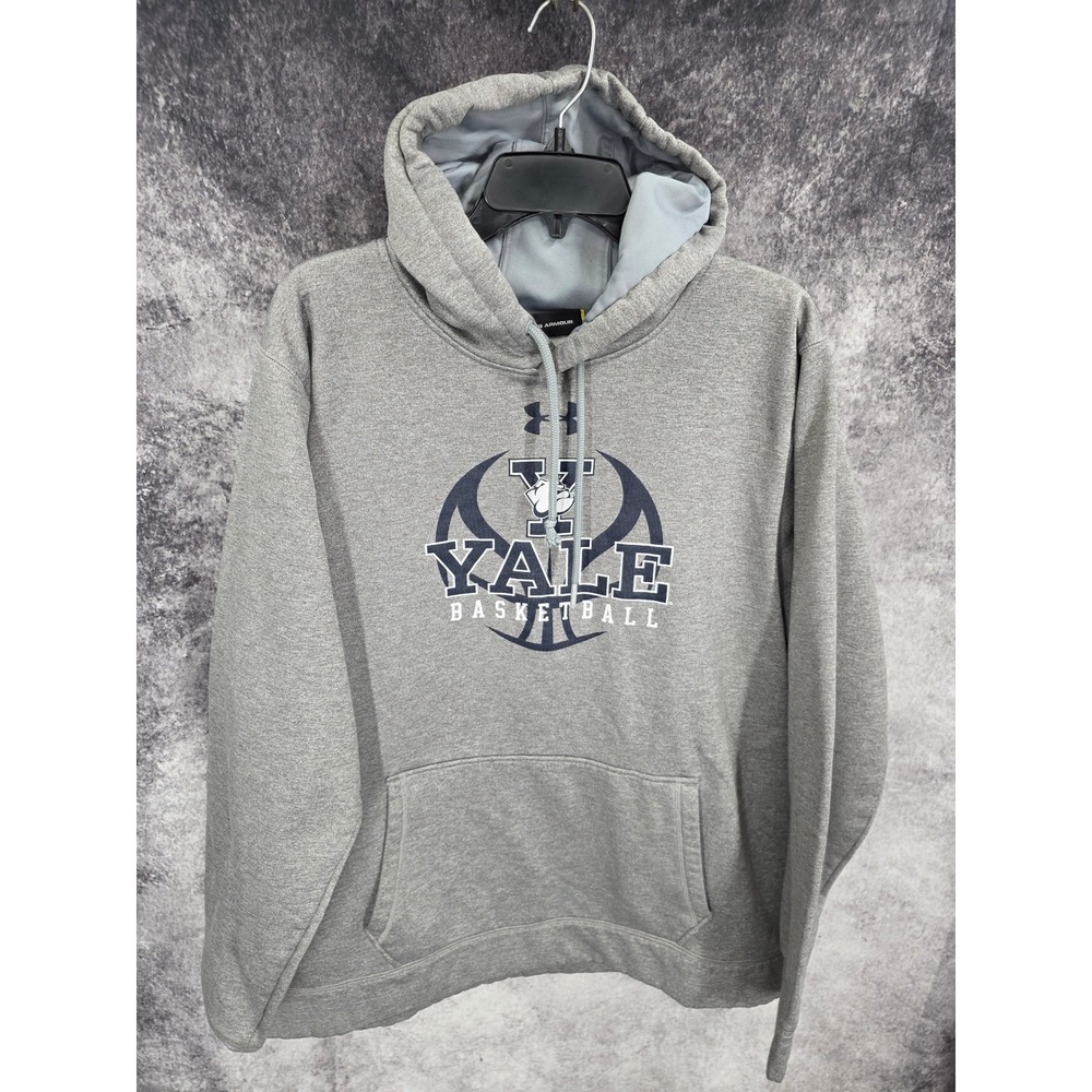 Yale Bulldogs Under Armour Hoodie Mens 2XL Gray Fleece Pullover NCAA Basketball